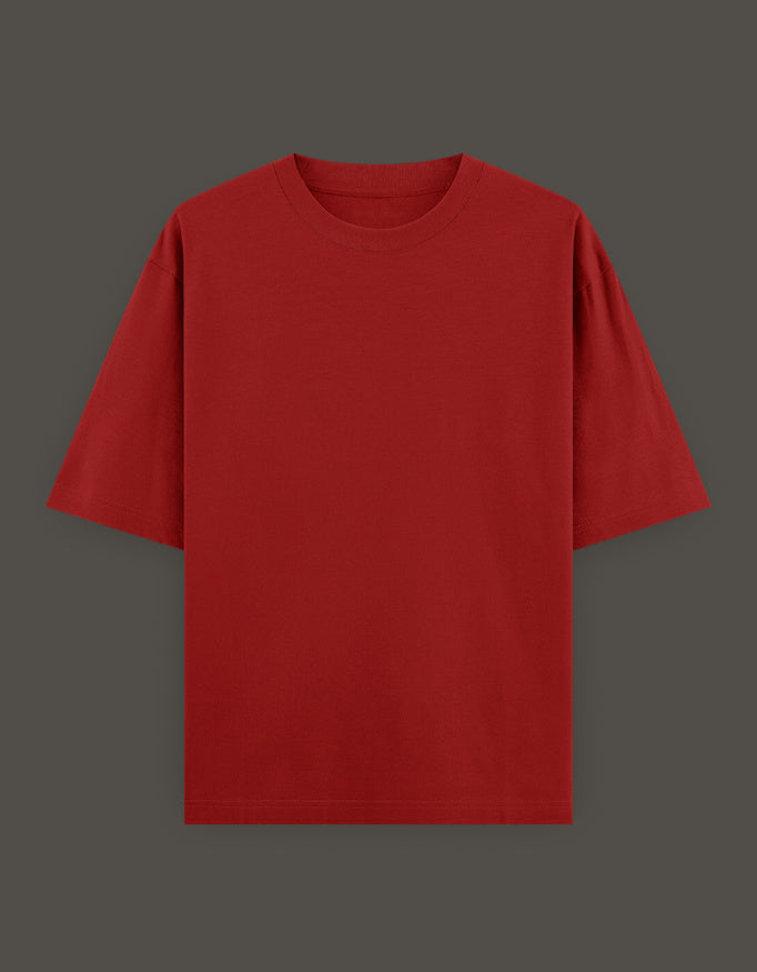 Red oversized t-shirt featuring an anime crossover design for Gen Z fans