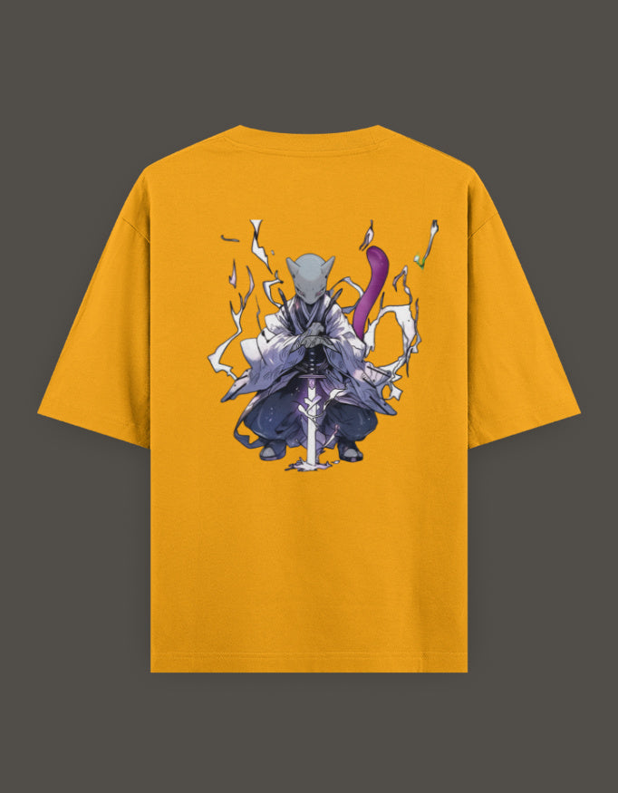 Anime crossover t-shirt for Gen Z featuring a vibrant back design of a samurai character