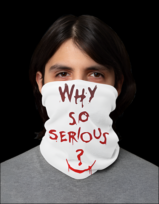 Anime face mask featuring the text Why So Serious with a bold design for fans of anime and pop culture