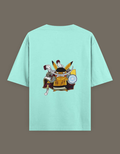 Pikachu x Whitebeard anime t-shirt featuring a playful graphic design on a mint green background