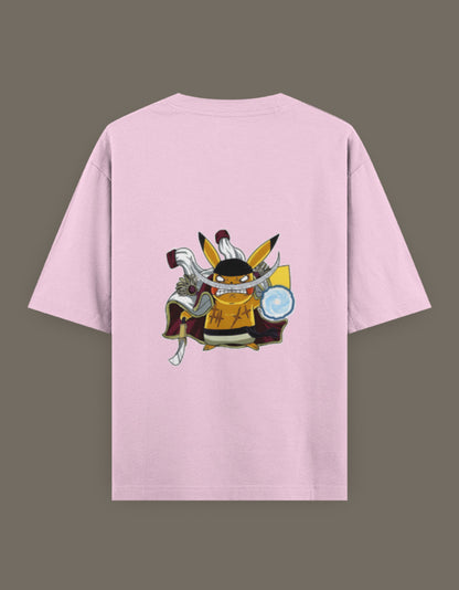 Pikachu x Whitebeard anime t-shirt in pink featuring a unique character design on the back