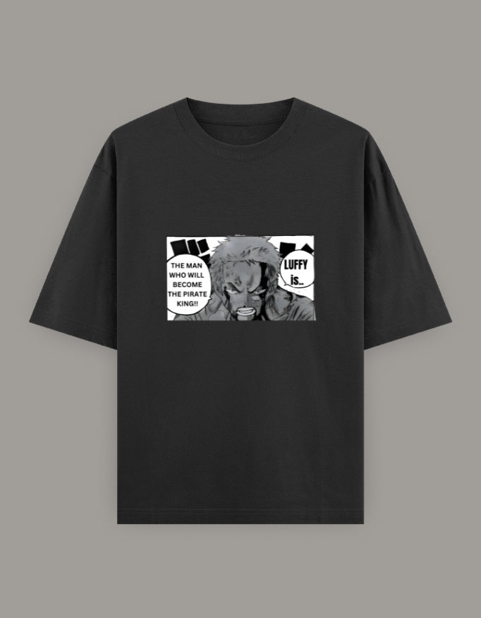 Black zoro anime t-shirt crew neck short sleeve cotton tee front view by AnimeVerseStore