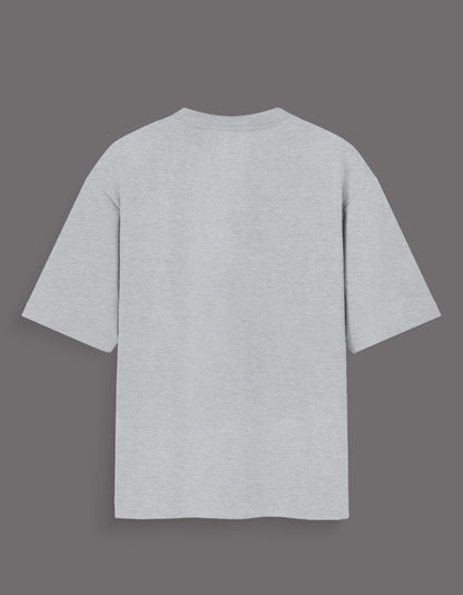 Plain light gray artist graphic tee for Gen Z with short sleeves and relaxed fit back view