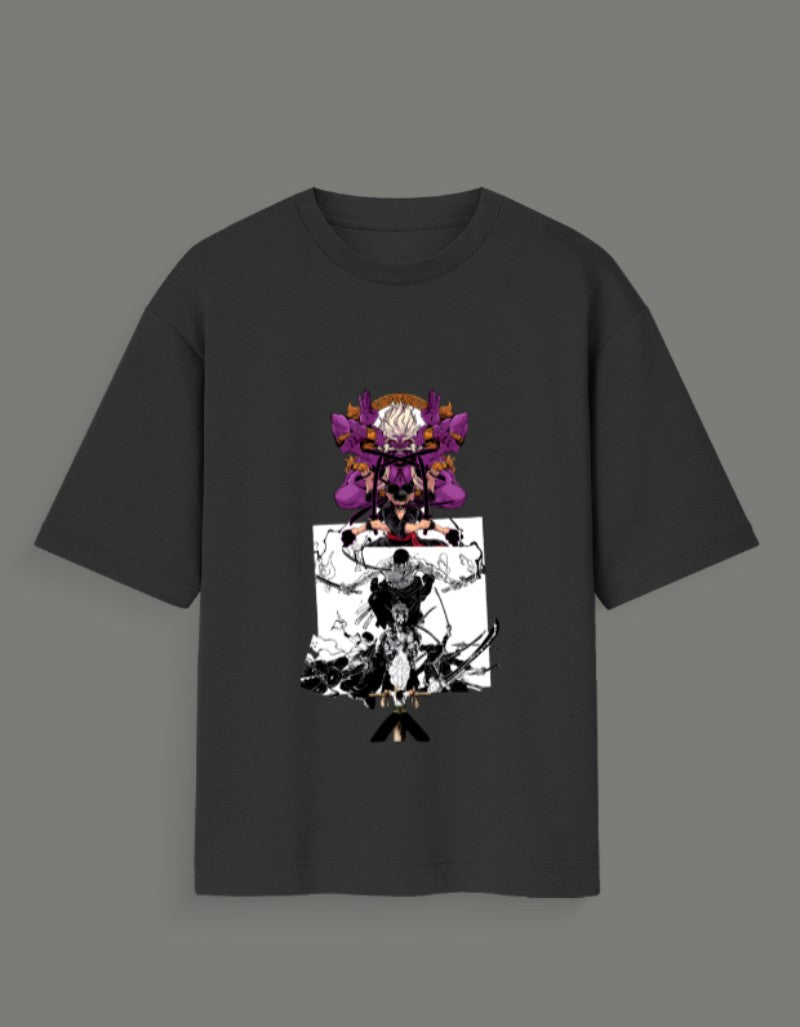 Black Ashura anime oversized t-shirt featuring vibrant and detailed character artwork from AnimeVerseStore