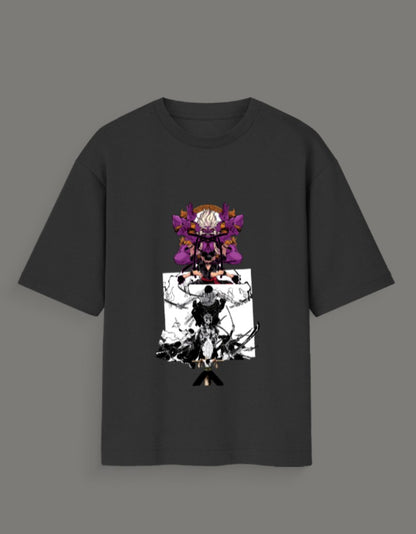 Black Ashura anime oversized t-shirt featuring vibrant and detailed character artwork from AnimeVerseStore