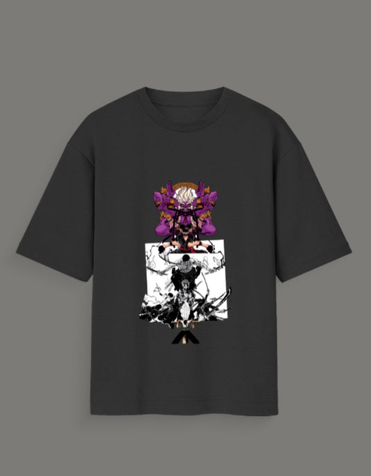 Black Ashura anime oversized t-shirt featuring vibrant and detailed character artwork from AnimeVerseStore