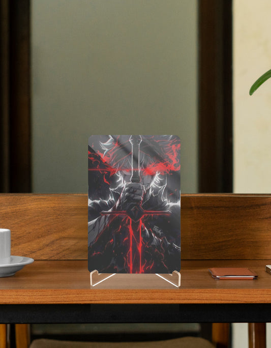 Asta character relic collectible featuring dramatic artwork on a stand, perfect for anime fans