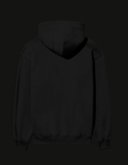 Back view of an Attack on Titan unisex hoodie in black color, featuring a cozy design