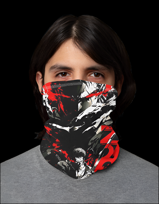 Berserk anime bandana featuring striking artwork of characters in dynamic poses