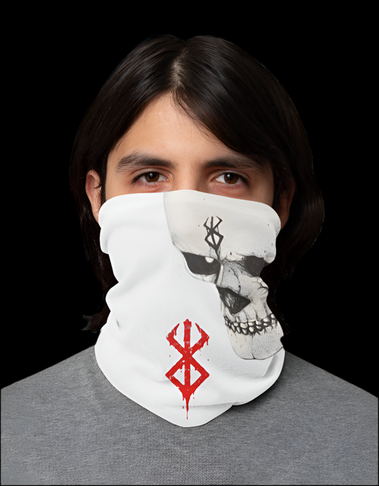 Berserk anime bandana featuring a skull design with red accents, perfect for anime fans