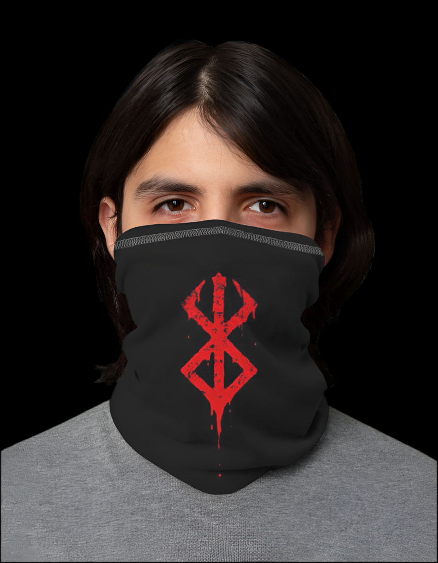 Berserk bandana streetwear featuring a bold red design on a black backdrop for stylish outfits
