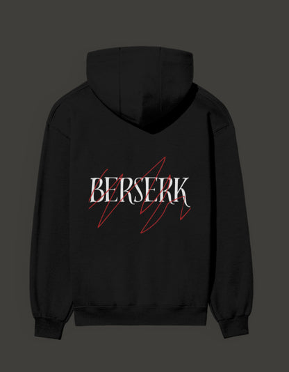Berserk hoodie India featuring a stylish graphic design on a classic black background