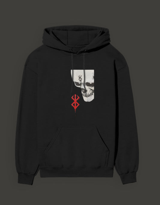 Berserk hoodie India featuring a bold graphic design on a black background for anime fans
