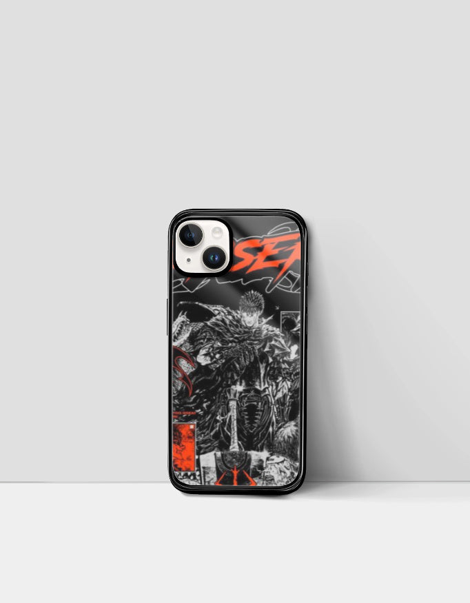 Berserk iPhone case featuring dark anime character design with red and black details