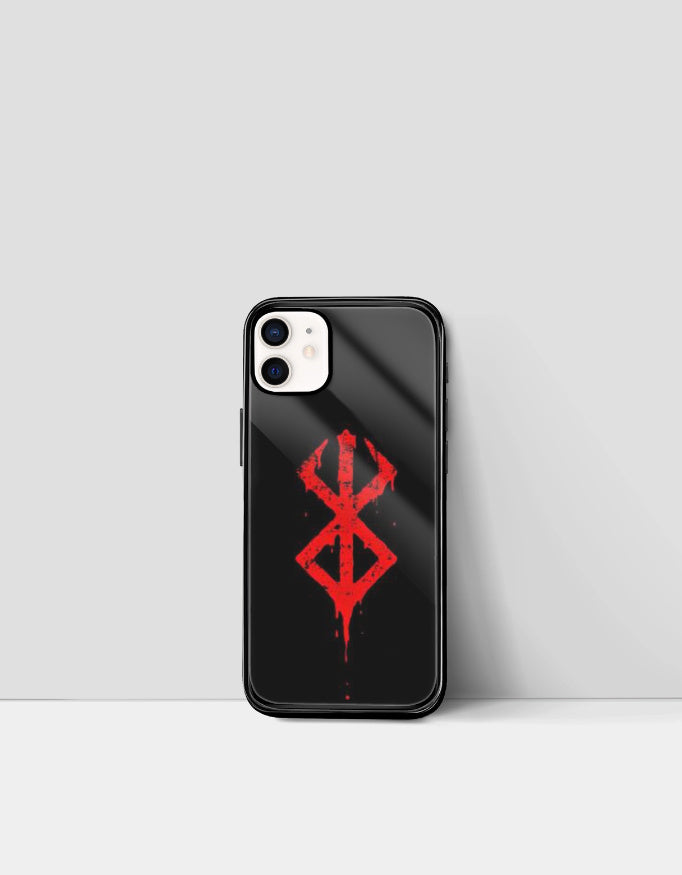 Black iPhone case with red stylized emblem design berserk iPhone case by AnimeVerseStore