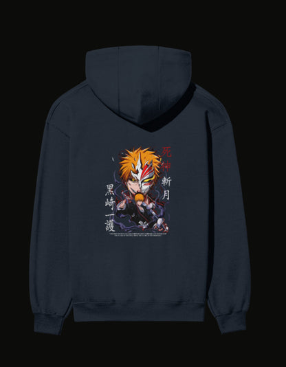 Bleach Ichigo unisex hoodie featuring vibrant artwork of Ichigo with a striking design on the back