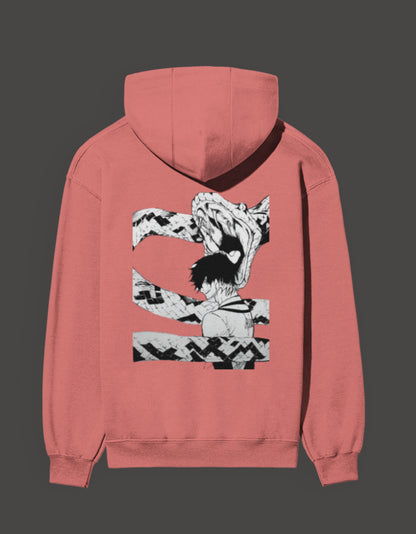Peach AnimeVerseStore blue lock hoodie featuring a striking character graphic on the back