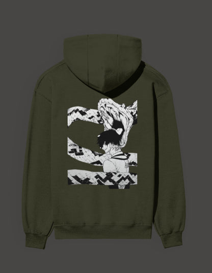Dark green Blue Lock hoodie featuring an illustrated graphic on the back for anime fans