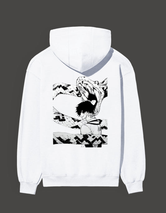 White Blue Lock hoodie featuring a striking black and white graphic design on the back