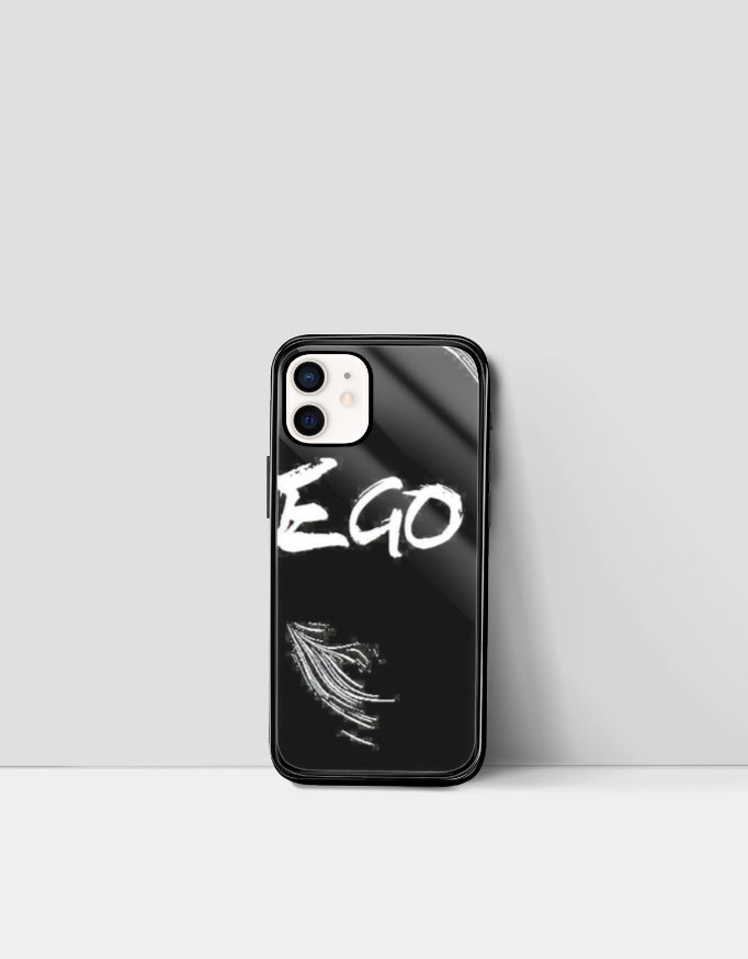Black glossy phone case with white text and feather design blue lock inspired iphone cover