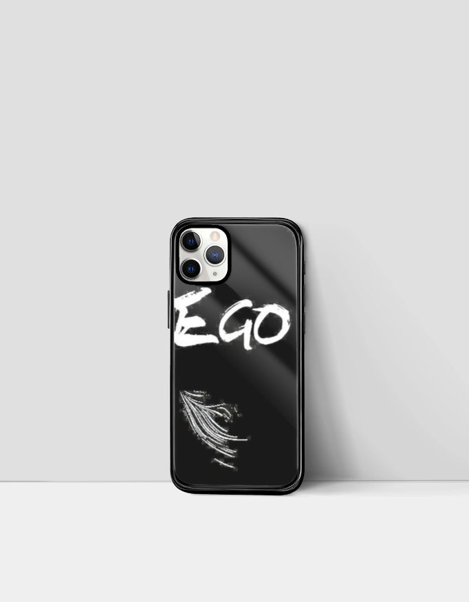 Black phone case with white graffiti style text and abstract design blue lock inspired iphone cover