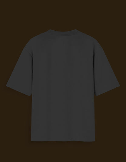 Black plain rich god anime aesthetic tee shown from the back with short sleeves