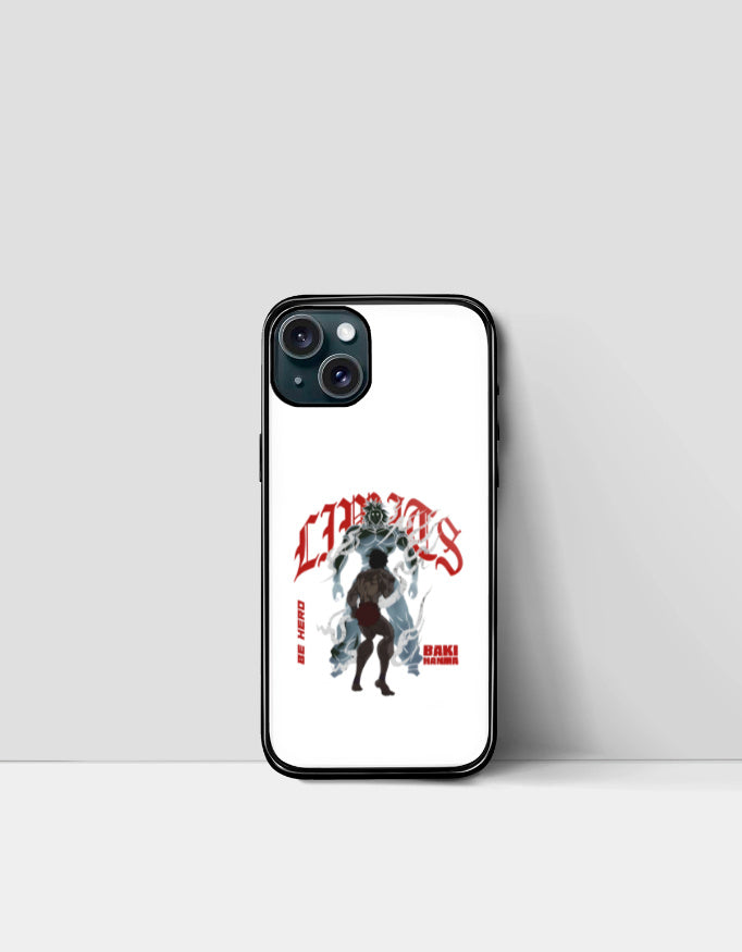 CHAOS X BAKI anime case featuring character art and red typography on white background for iPhone