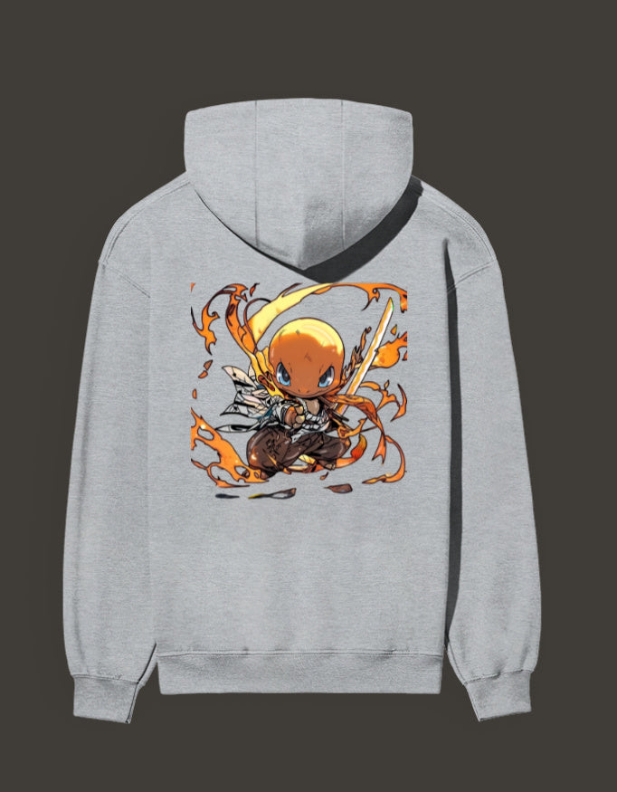 Charmander flame hashira hoodie with vibrant graphic design on the back for anime enthusiasts
