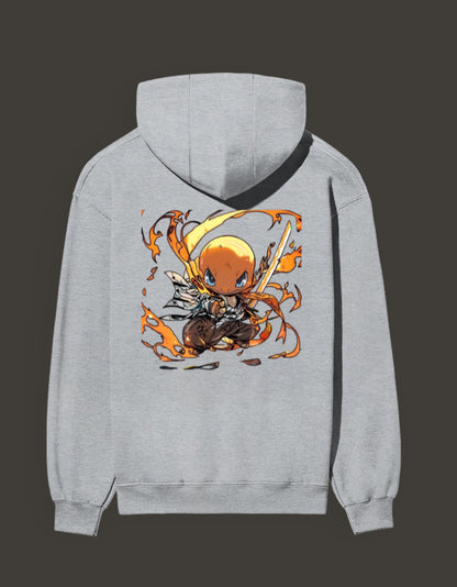 Charmander flame hashira hoodie with vibrant graphic design on the back for anime enthusiasts
