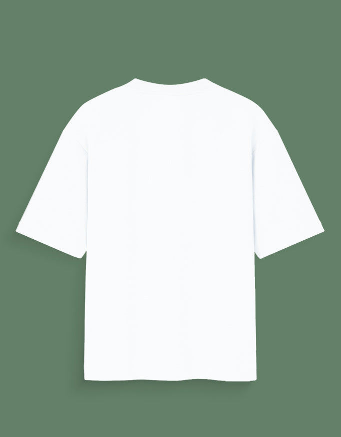 Plain white Custom Glow in dark T-shirt displayed on green background from the back