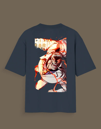 Navy Garp Haki anime t-shirt featuring dynamic graphic of Garp punching with energy effects