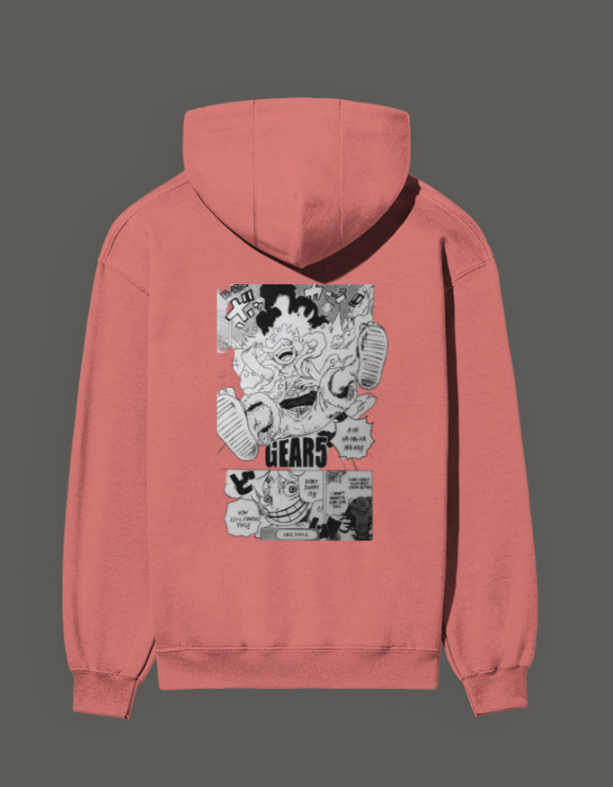 Pink Gear 5 anime hoodie featuring bold graphic print and hood for anime enthusiasts