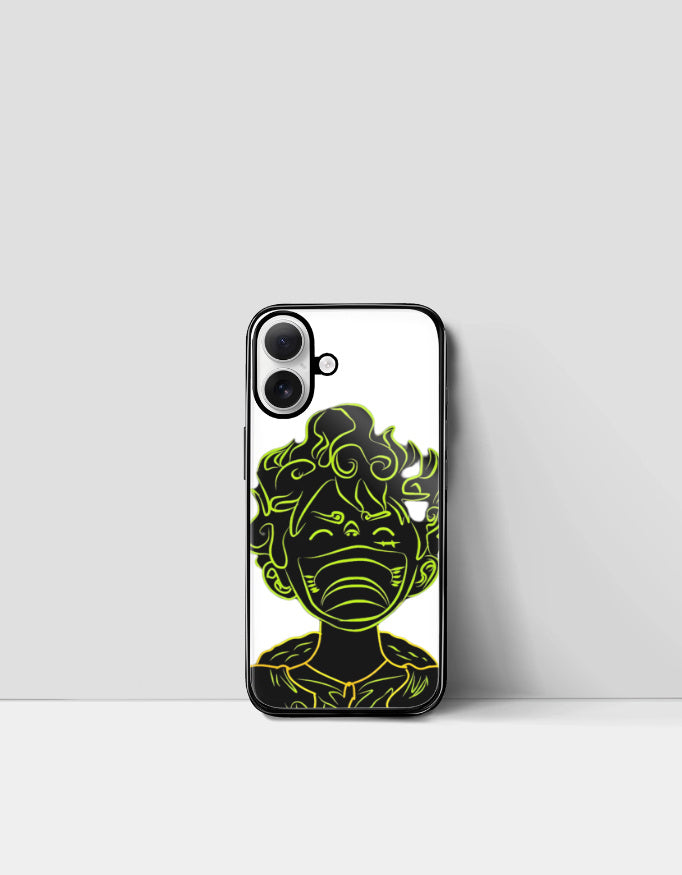 Gear 5 iPhone case with neon outline character design for stylish phone protection