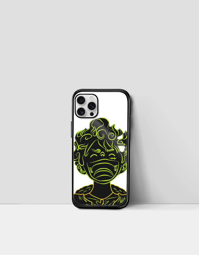 Gear 5 iPhone case featuring neon black and green anime character design for iPhone 11 Pro