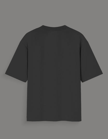 Black plain back view of Gojo oversized anime t-shirt with short sleeves and relaxed fit