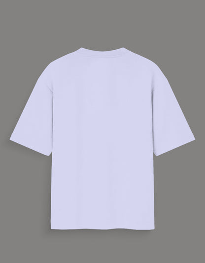 Back view of Gojo oversized anime t-shirt in light purple with short sleeves