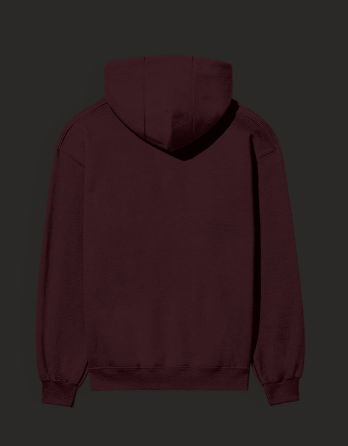 Maroon graphic streetwear hoodie India featuring a comfortable design and cozy fit