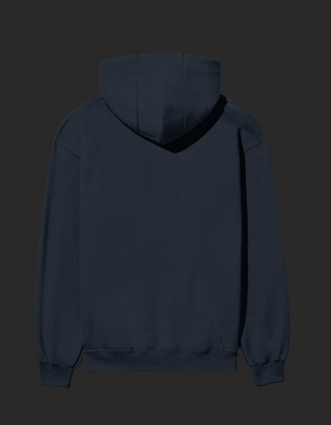 Navy graphic streetwear hoodie India featuring a comfortable fit and adjustable hood