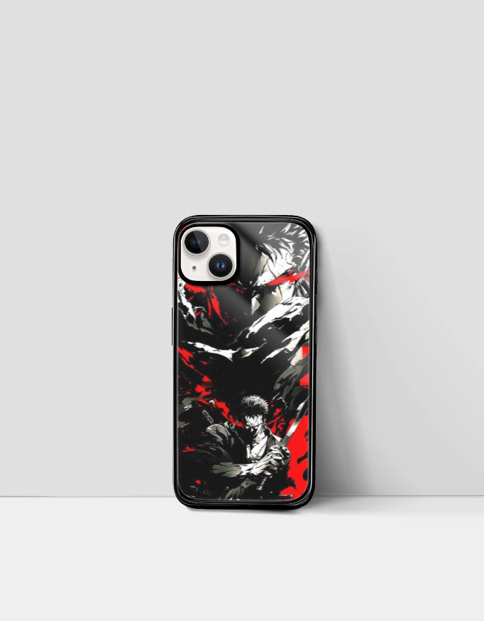 Guts iPhone case anime featuring dark and red graphic design from AnimeVerseStore
