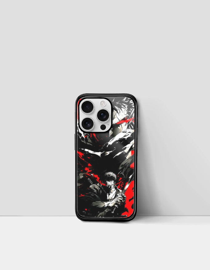 Guts iPhone case anime design with dark and red graphic art for iPhone 13 Pro