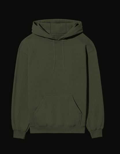 Itachi hoodie in olive green with a front pocket and adjustable drawstrings