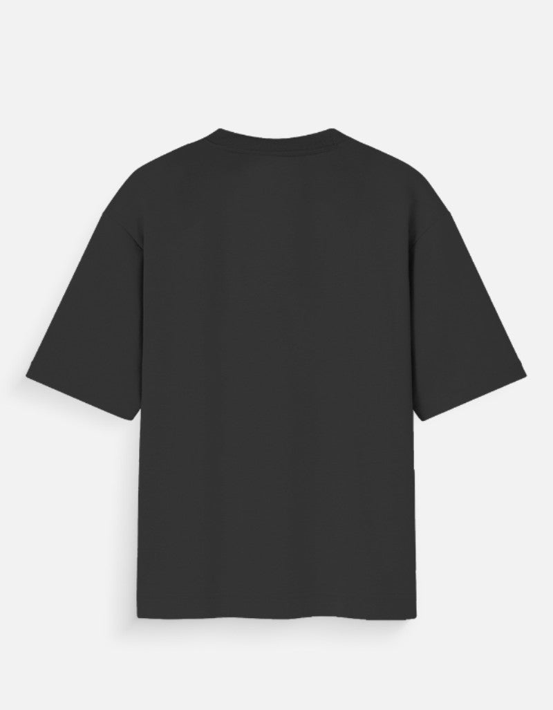 Black plain back view of JJK graphic tee for Gen Z with short sleeves and round neck