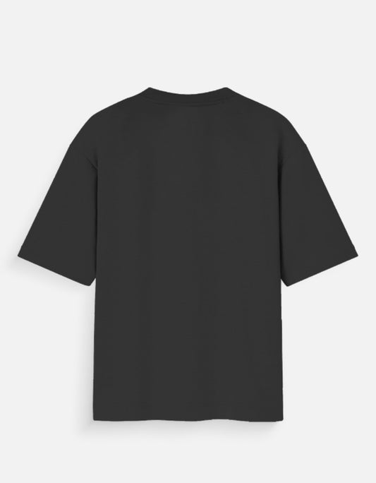Black plain back view of JJK graphic tee for Gen Z with short sleeves and round neck