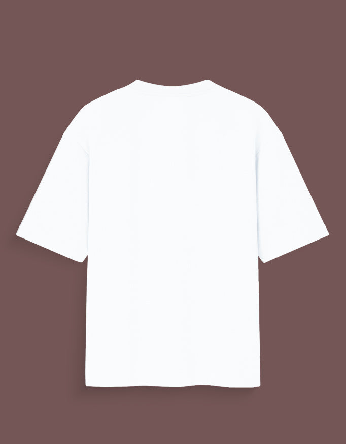 White joker inspired graphic tee from AnimeVerseStore shown from the back with short sleeves and plain design