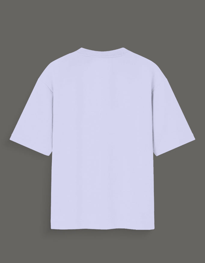 Back view of plain light purple Jujutsu Kaisen Gojo art tee with short sleeves and relaxed fit