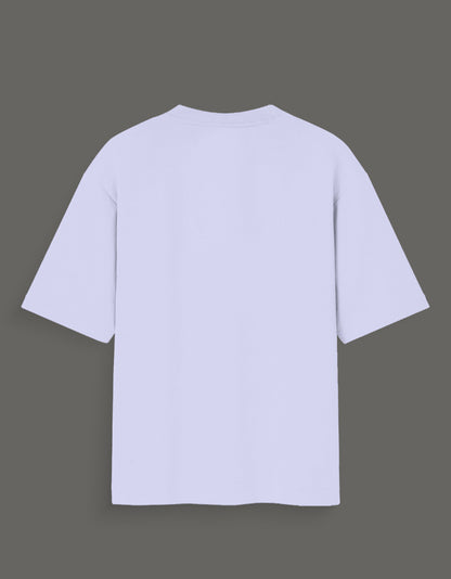 Back view of plain light purple Jujutsu Kaisen Gojo art tee with short sleeves and relaxed fit