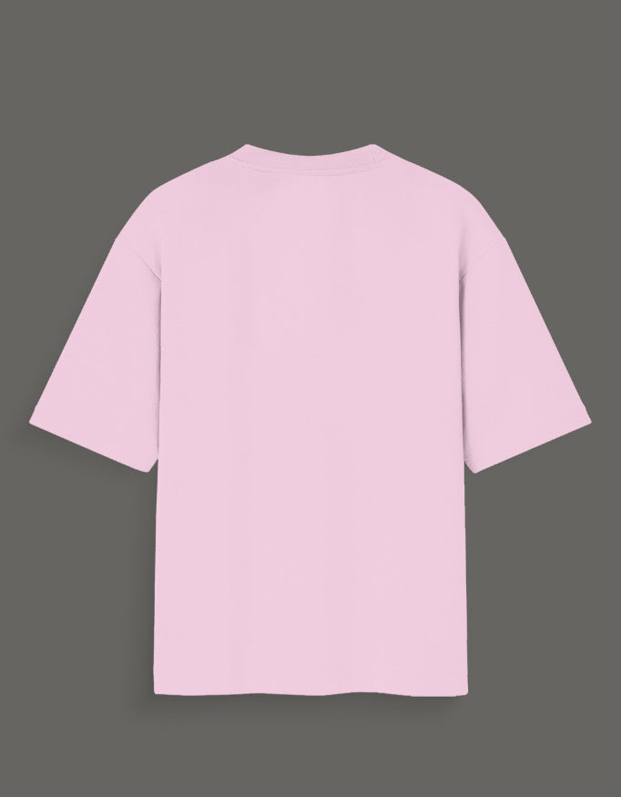 Back view of plain light pink Jujutsu Kaisen Gojo art tee with short sleeves and round neck