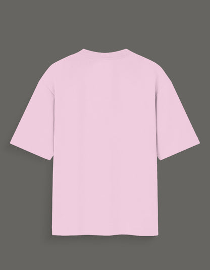 Back view of plain light pink Jujutsu Kaisen Gojo art tee with short sleeves and round neck