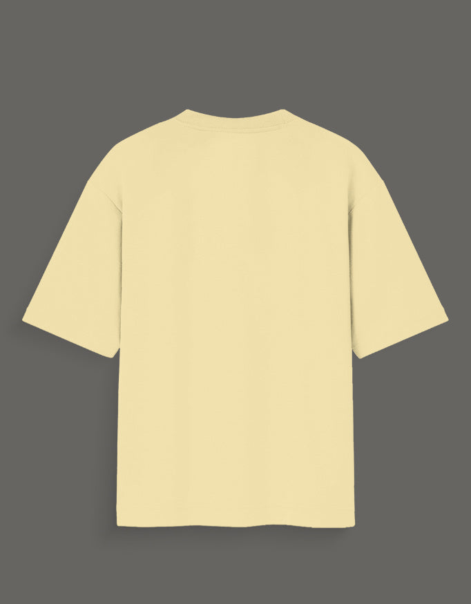 Plain beige Jujutsu Kaisen Gojo art tee shown from the back with short sleeves
