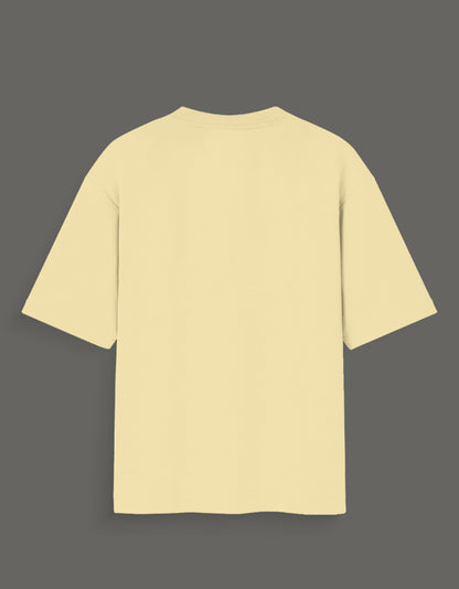 Plain beige Jujutsu Kaisen Gojo art tee shown from the back with short sleeves